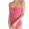 New summer fashion one-piece solid color simple triangle sexy back cover belly and thin hot spring swimsuit