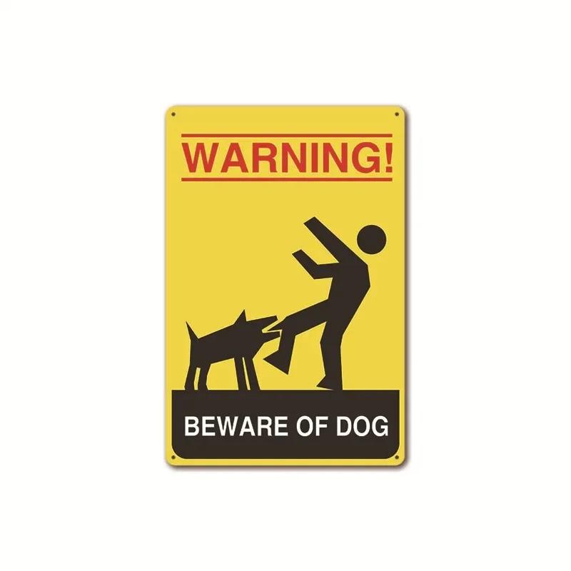2020 New Be Aware Of Dogs Warning Sign Vintage Metal Decorative Plaques Garden Farm Public Area Warning Mark Wall Decor Poste