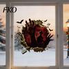 Removable PVC Window Stickers Halloween Clings, Scary Ghost Hand Stickers, 3D Horror Blood Skeletons Decor Breaking Wall Decals for Haunted