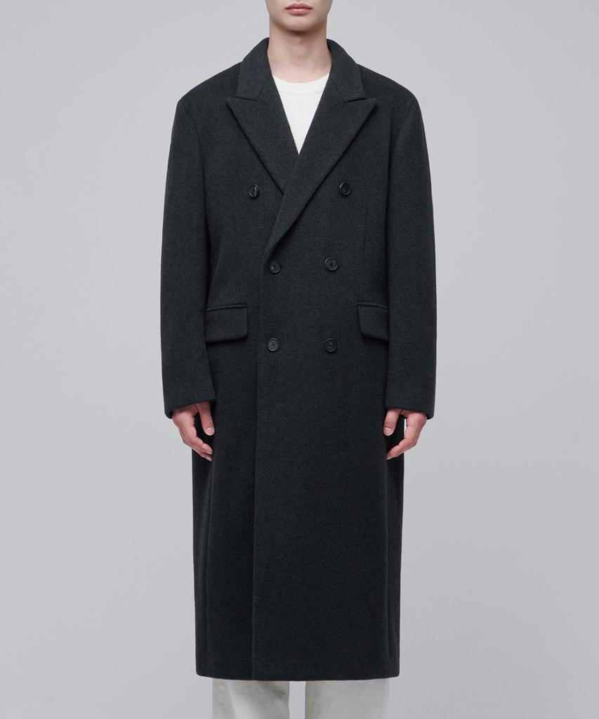 Musinsa Standard Cashmere Blend Daddy Shoulder Double Long Coat [Navy]