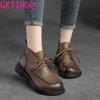 Fashion GKTINOO 2024 Women Platform Boots Chunky Motorcycle Genuine Leather Booties Fashion Female Height Flat Shoes Ladies Botas Combat