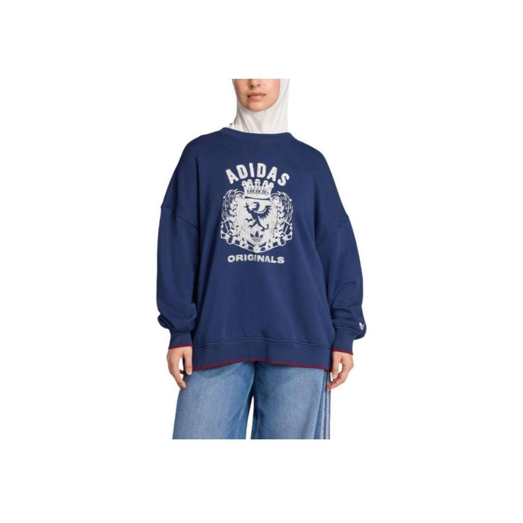 adidas Женский свободный свитшот Originals Crest с круглым вырезом, синий JW6051