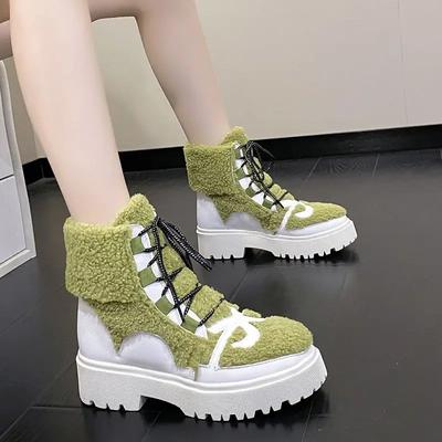 Женская обувь Plus теплая мода элегантная на среднем каблуке женские зимние ботинки удобные Gyaru готические демисезонные косплей пушистые pu