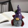 Halloween Tabletop Decorations Vampire Gnome Figurine, Resin Faceless Dwarf Statue with Purple Star Cute Theme Ornament Hat And Cape, Spooky