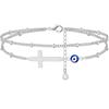 Turkey Blue Eye Of Evil Anklet For Women Summer Beach Stainless Steel Cross Ankle Bracelet Female Never Fade Jewelry