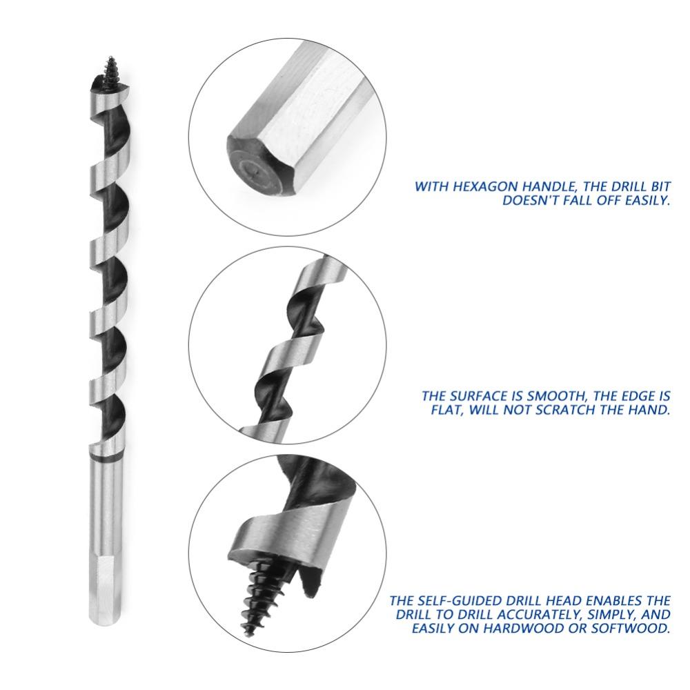 5pcs Carbon Steel Fast Cut Auger Bit Hardened Alloy Steel Wood Drill Bit Set Planting Hole Drilling