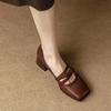 2025 New  Spring Women Shoes  Leather Mary Jane Shoes Square Toe Chunky Heel Women Shoes Retro Buckle Mid-heel Pumps