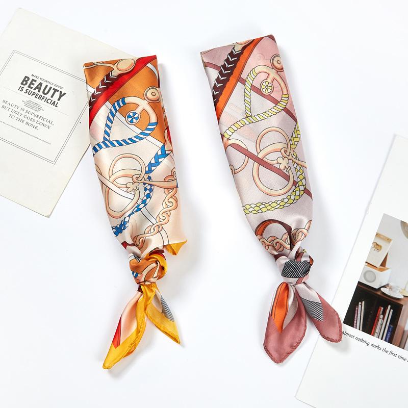 Шелковый шарф женский универсальный винтажный шелковый атласный шарф с принтом Карьерный шарф квадратный шарф шелковый шарф