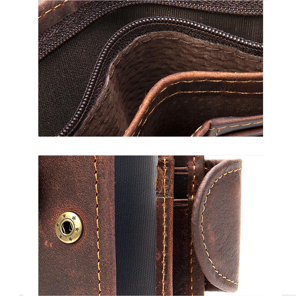 MVA Мужской кошелек из натуральной кожи - короткий двойной кошелек для монет в винтажном стиле с несколькими отделениями для карт 7042