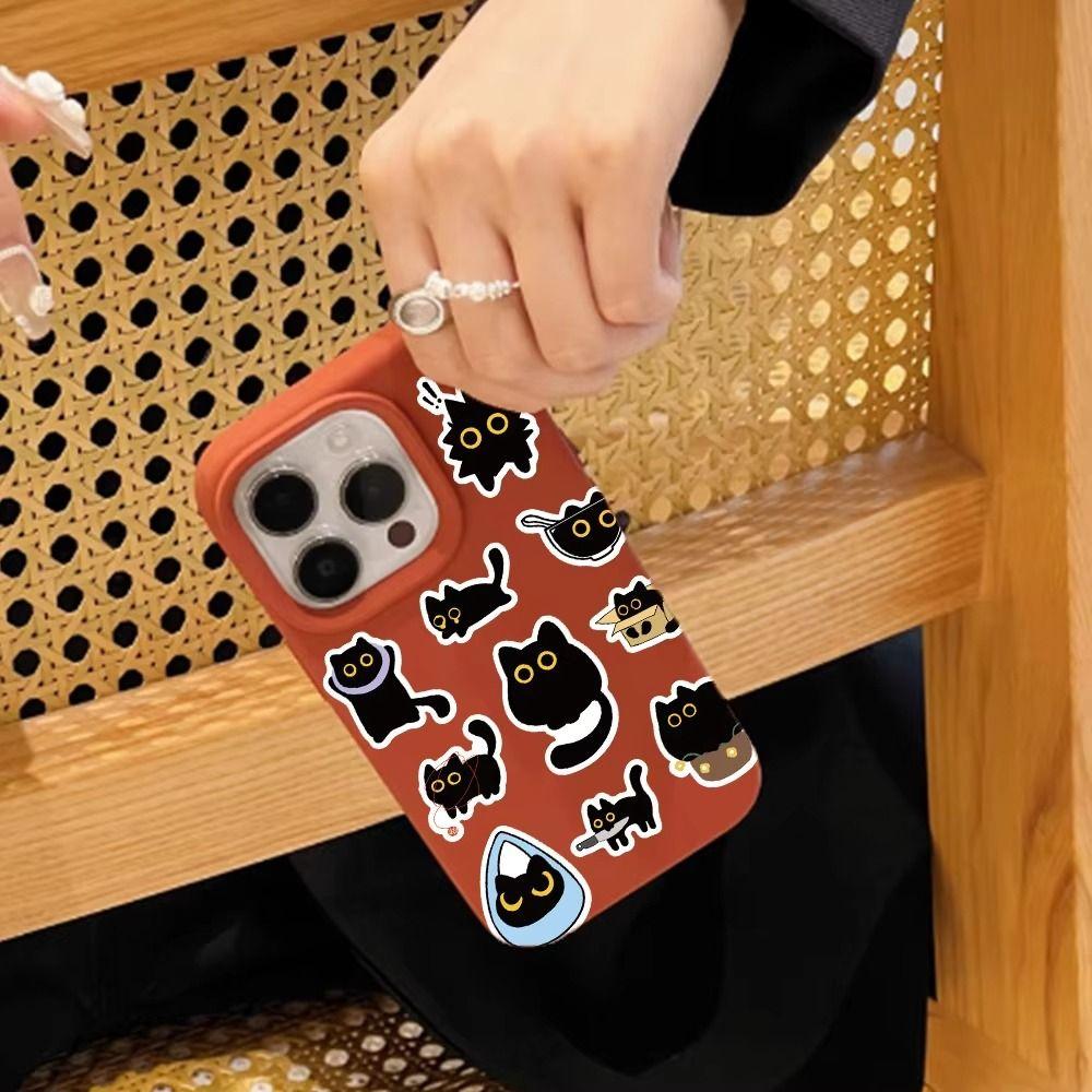 500Pcs/Roll Creative Self-adhesive Cat Stickers Cartoon DIY Black Cat Stickers Waterproof Cute Graffiti Stickers Stationery