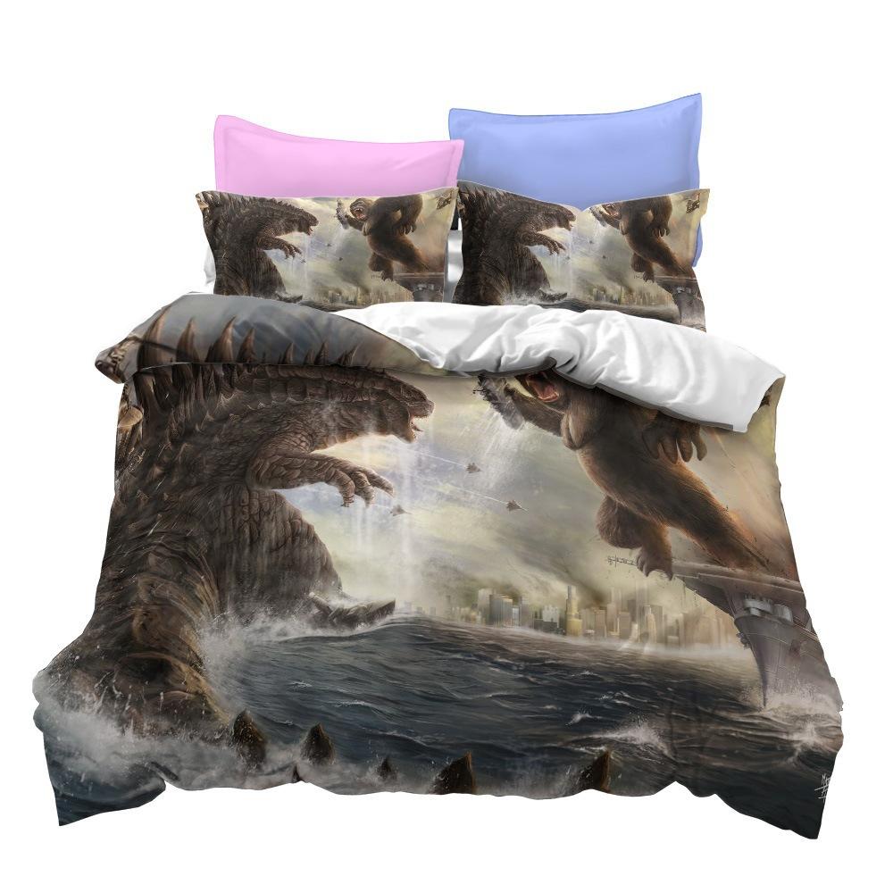 3D Printing Monsters G-Godzillas Bedding SetVS KingKongs Duvet Cover Set with Pillowcase 2/3pcs Quilt covers Twin Queen Single