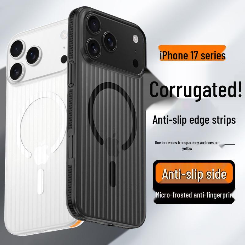 Магнитный чехол с рифленой поверхностью против скольжения для Apple 17Promax: Матовый, ударопрочный чехол для iPhone