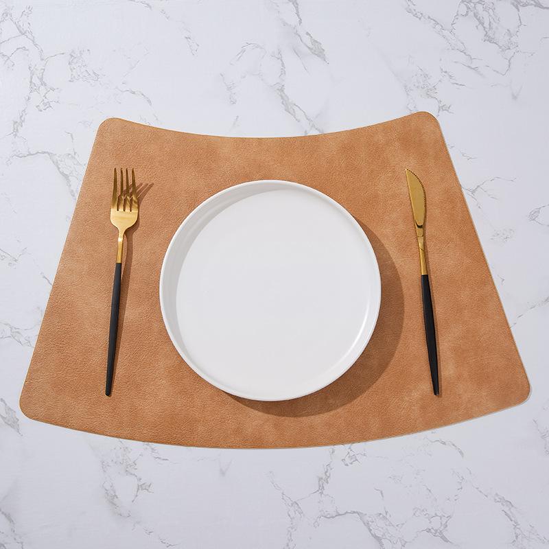 Fan-shaped placemat round table PU Chinese hotel restaurant waterproof western dining table mat thermal insulation mat Nordic style household placemat