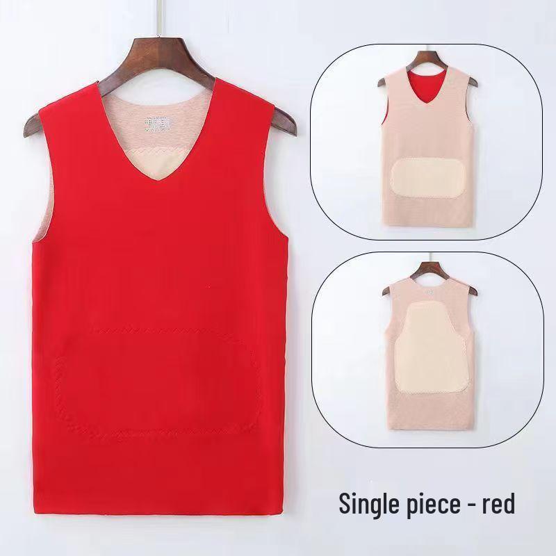 Men's Wool Silk Seamless Warm Vest - Double-Sided Fleece Lined, Thickened, Solid Color Base Layer for Autumn and Winter