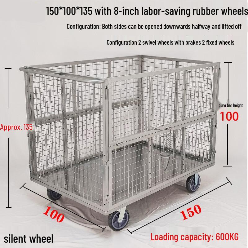 Great Skua Folding Warehouse Cart with Fence