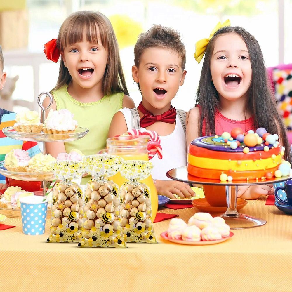 25 шт., напечатанные маленькие пчелки, пакеты для конфет, пластиковые пакеты для самостоятельной сборки, принадлежности для вечеринки по случаю дня рождения