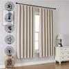 Joydeco Blackout Curtains, Set of 2, Light Beige, 100cm Wide X 178cm Long, Pinch Pleats, Curtain Rail Compatible, Soundproof, Heat Retaining, Energy S
