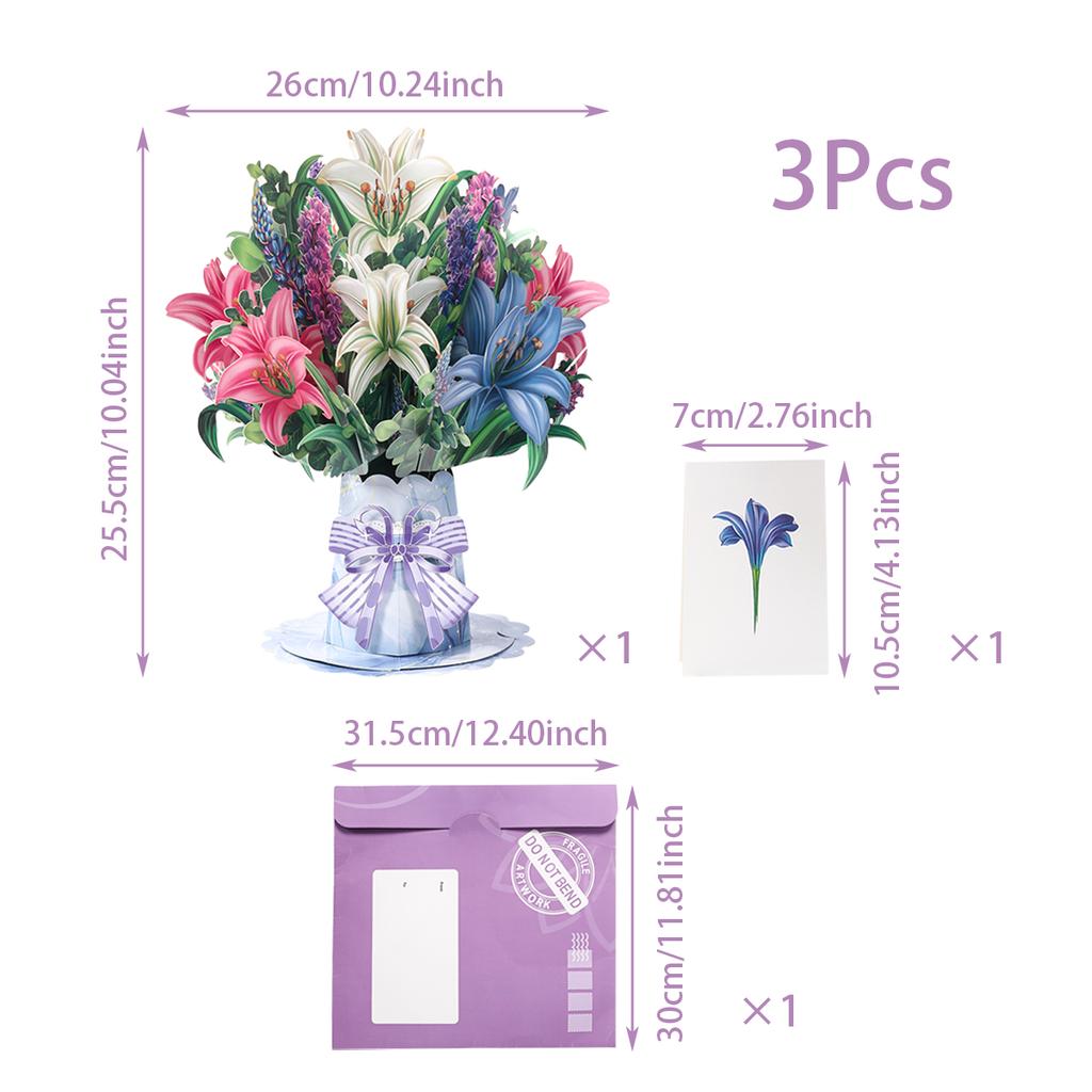 3D Pop Up Bouquet Hummingbird Flowers Happy Mother's Day Card Greeting Cards For Birthday Anniversary Wedding Mother's Day Gift
