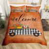 Thanksgiving Day Pumpkin King Queen Bedding Set Kids Cartoon Autumn Duvet Cover Fall Leaf Comforter Cover Polyester Quilt Cover