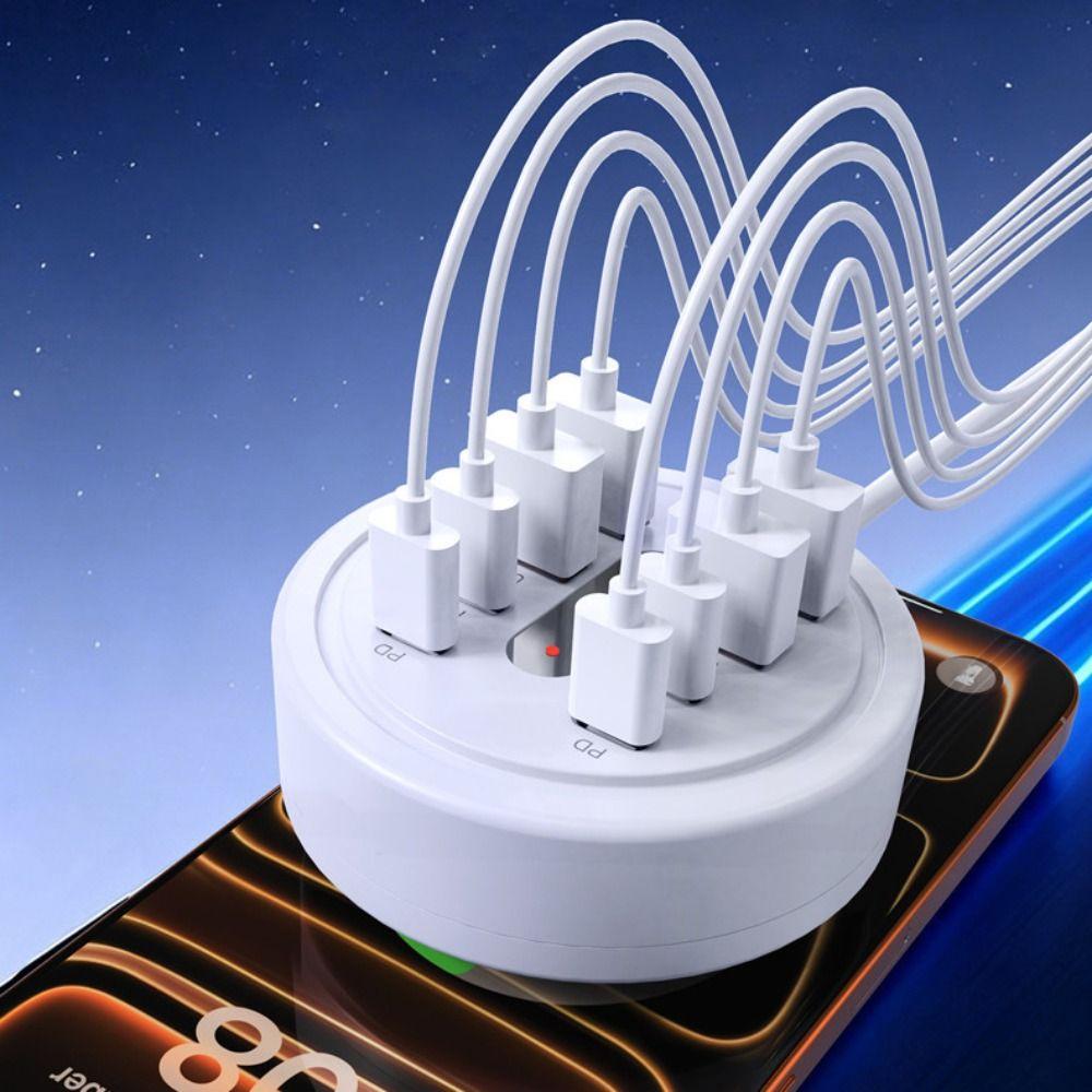Зарядная станция для настольного компьютера 66 Вт, 4 USB + 4 Type-C, 8 портов, USB-C Быстрая зарядка, Для путешествий
