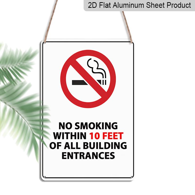 2D Flat No Smoking Within 10 Feet of All Building Entrances Metal Sign‑8.0x12.0inch Aluminum Wall Art, Business Office Building Safety Warning Decor