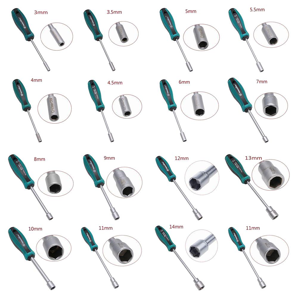 Metal Anti-slip Handle Hex Nut Key Wrench Nutdriver Socket Driver Screwdriver