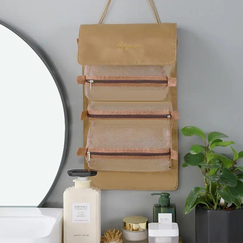 Новые складные портативные дорожные сумки для хранения умывальных принадлежностей 4-в-1, съемная косметичка, бытовой сетчатый мешочек на молнии большой вместимости