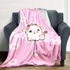 1pc cow strawberry blanket Lightweight Flannel Throw for Sofa Bed Travel Camping Livingroom Office Couch Chair
