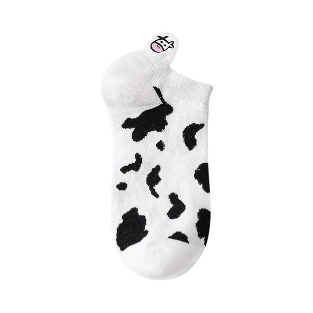 Cute Cartoon Super Thin Black White Boat Socks Striped Cow Socks Women's Socks Ankle Short Socks