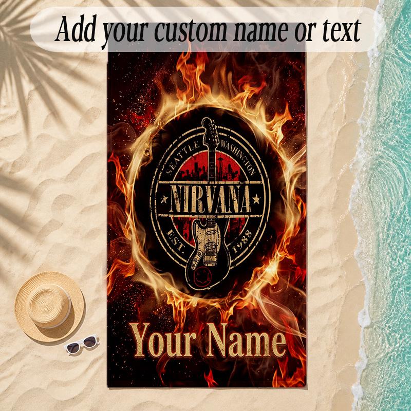Beach TowelNirvana Custom Name Text Personalized Soft Towel for Beach Pool Indoor Home Decor Gift
