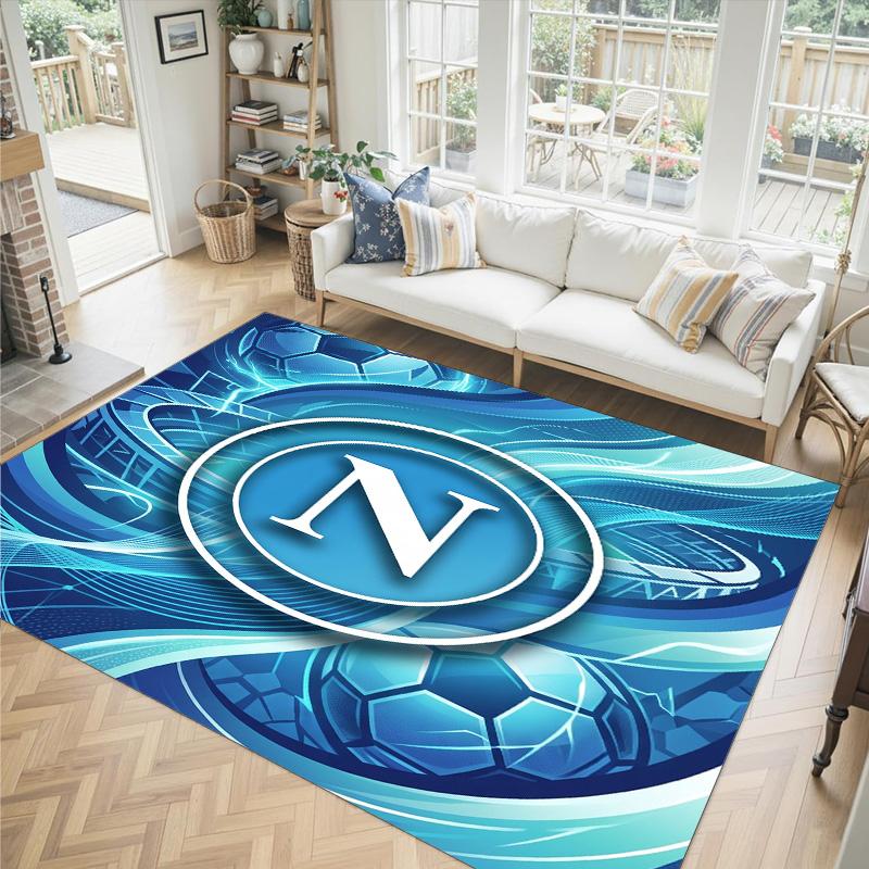 Napoli FC Design Crystal Velvet Carpet Cozy Non?Slip Printed Rug For Bedroom Living Room Entrance