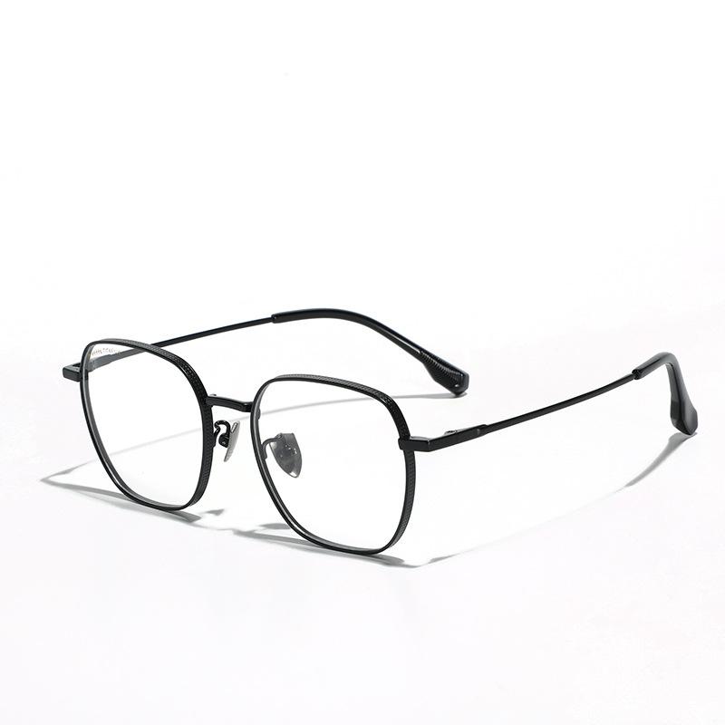 Очки Очки для близорукости Оправа Литературные квадратные плоские очки Женские простые очки, анти-синий свет Металлические титановые оправы Мужские