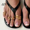 Foot Ring Set 5Pcs Irregular Toe Set, Non Tarnish Golden Plated Alloy Summer Band, Adjustable Open Jewelry for Women Stackable Accessories
