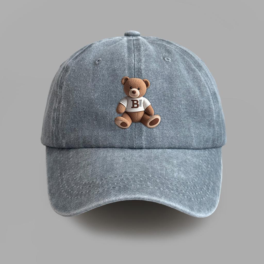 Милая бейсболка с горячим тиснением медведя, мужская и женская, в университетском стиле, солнцезащитная шляпа, универсальная кепка для пары, тренд