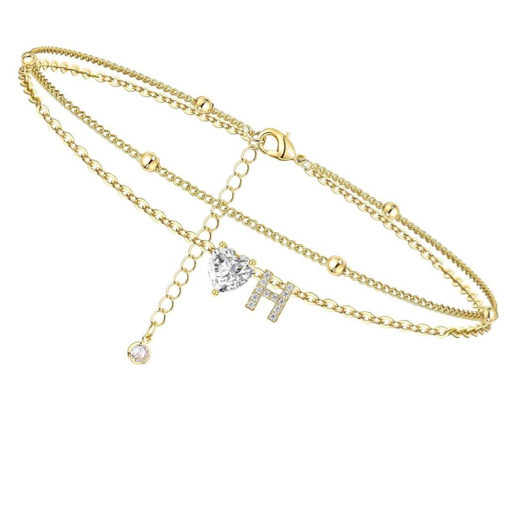 Инициал Сердце Ножной браслет Сердце Буква Ножной браслет Персонализированная монограмма Ножной браслет1 шт