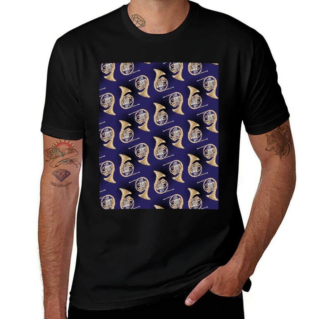 horn on dark violet TShirt Basic Simple Casual Short Sleeve Tee
