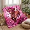 Pink Cow with Strawberry Ice Cream Theme blanket Lightweight Warm Flannel Blanket Decorative Throw Blanket for Home Decoration
