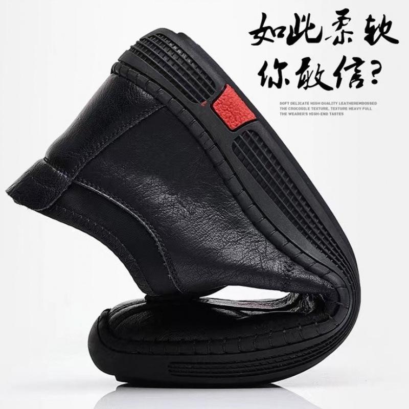 Мужские повседневные туфли из хлопчатобумажной кожи того же стиля, легкая и нескользящая мягкая подошва, одна педаль с бархатом для сохранения тепла и одна педаль с кожей.