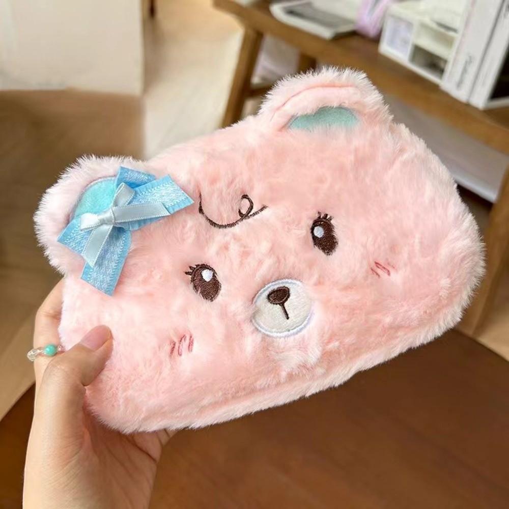 Plush Plush Pencil Case Bear Pencil Pouch Multi-Purpose Fluffy Animal Pen Bag School Supplies