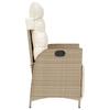 3 Piece Bistro Set with Cushions Beige Poly Rattan