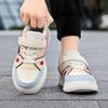 Children's Fashionable and Convenient Velcro Casual Sports Shoes Thick Soled Height Increasing Casual Board Shoes White Shoes