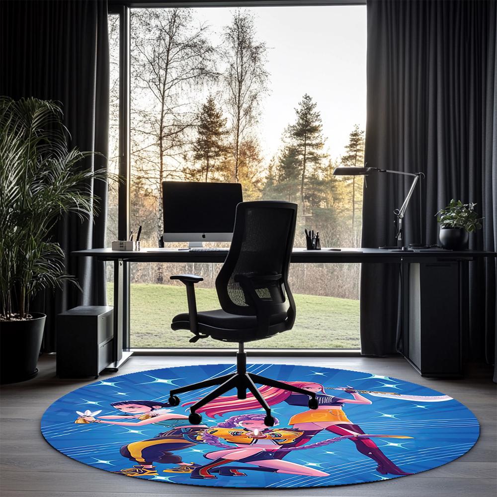 KPop Demon Hunters Printed Round Rug Carpet Chair Rug Area Rug Entryway Doormats,for Office Chair Living Room Bedroom Kitchen Room.
