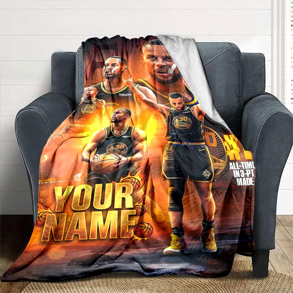 Golden State Curry Customize Your Name Blanket Multi-purpose Customizable Blanket Soft & Cozy for Chair Seaside Office Bed Four Seasons Universal