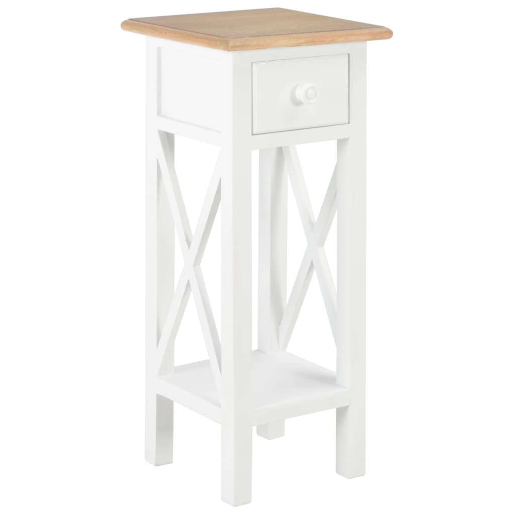 Side Table White 27 x 27 x 65.5 cm Wood