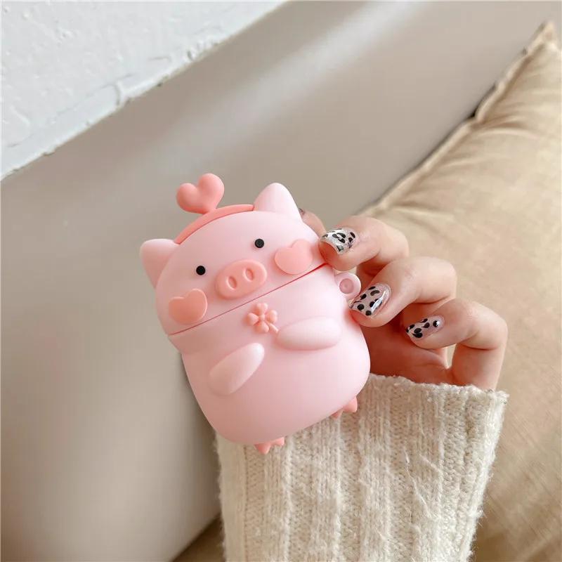 Cute cerditos for airpods case Silicone Wireless Headphone Cover Pink Fall prevention earphone cartoon rubber case airpods12 pro
