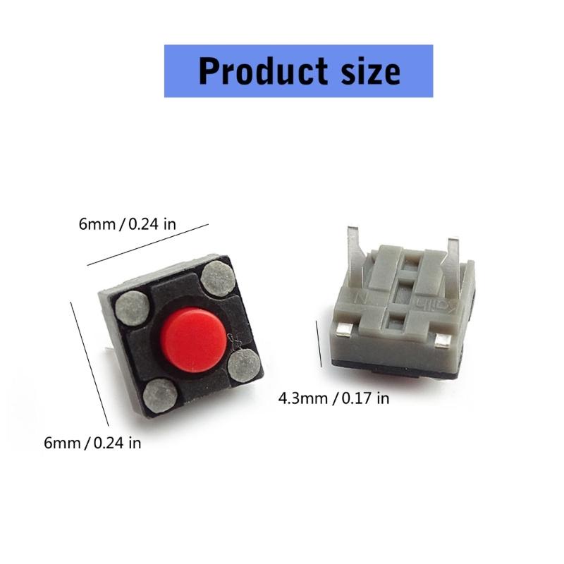 10Pieces Mouse Mute Microswitches 6x6x4.3mm Rectangle Mouse Switches Set For Noise Reduced Operating
