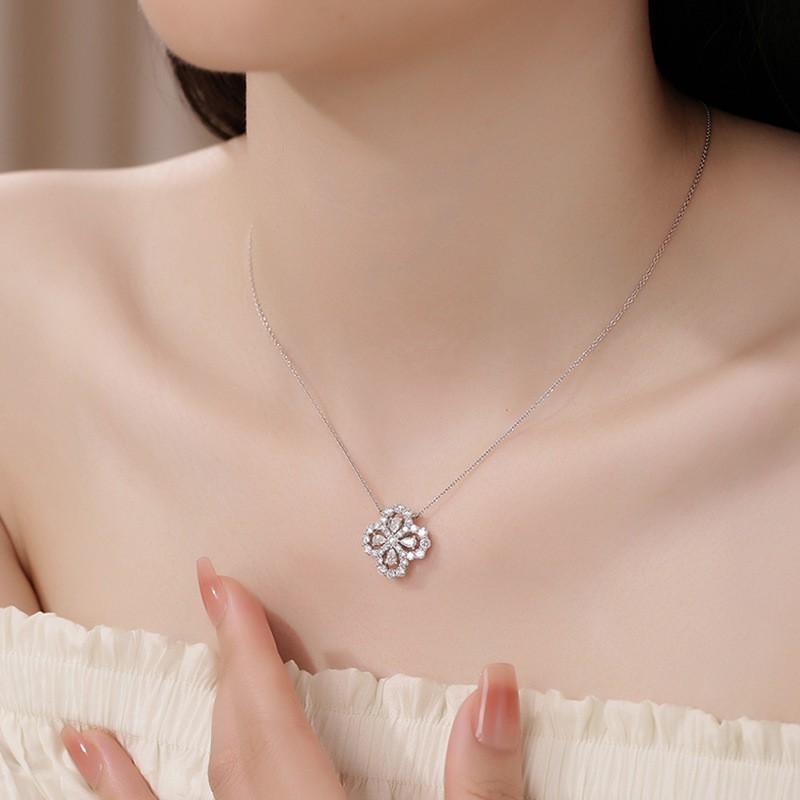 Moissanite Clover Necklace Pendant Fashion Jewelry Women