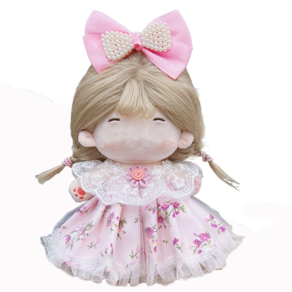 20CM Miniature Dress Suit Lolita Bowknot Headband Princess Dress Set Cotton Stuffed Doll