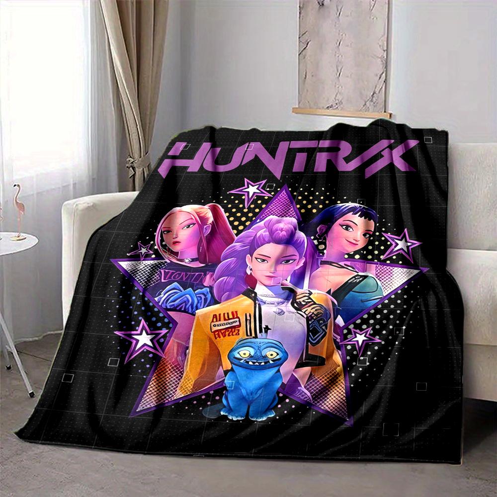 1Pc Huntrax Future Fashion Icons Flannel Blanket, Soft And Comfortable, Casual Warm, Camping Travel, Christmas, Halloween Xmas Gift L1253