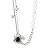 Titanium Steel Letter Square Brand Pendant Necklace Women'S Tide Simple Double-Layer Stacked Collarbone Chain Niche Design Accessories